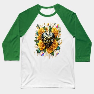 Enchanting Bouquet of Golden Roses And Heart Baseball T-Shirt